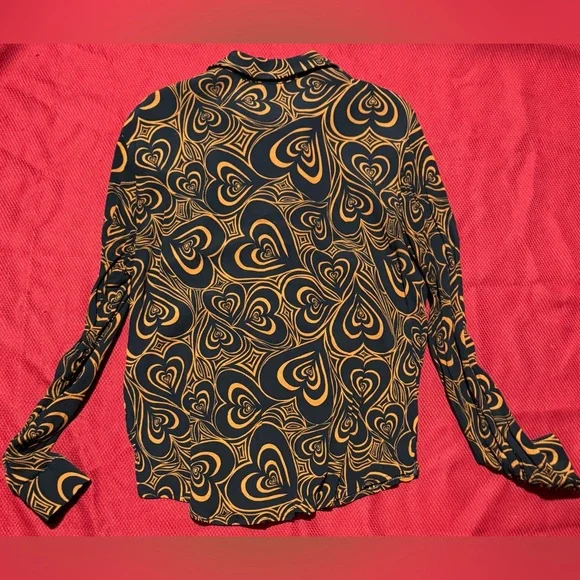 Lisa Says Gah Heart Patterned Pantsuit - Black and Orange - Picture 9 of 13